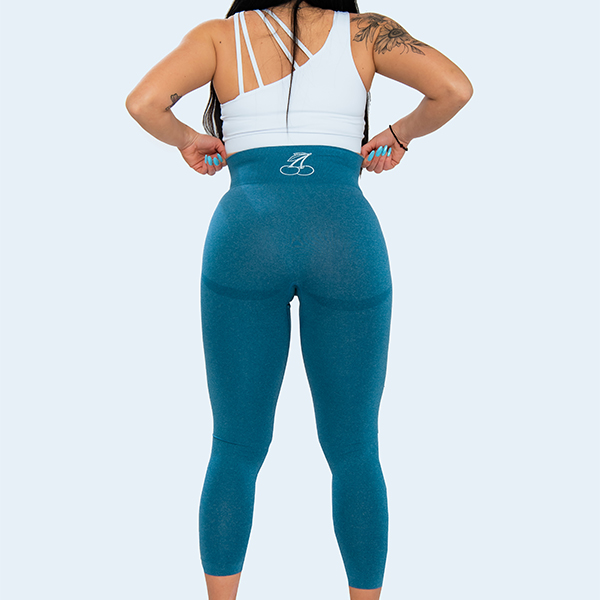 Blue leggings with high waist and shaping effect - Image 4
