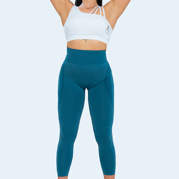 Blue leggings with high waist and shaping effect - Image 3