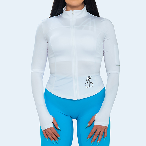White sports jacket with thumbholes - Image 4