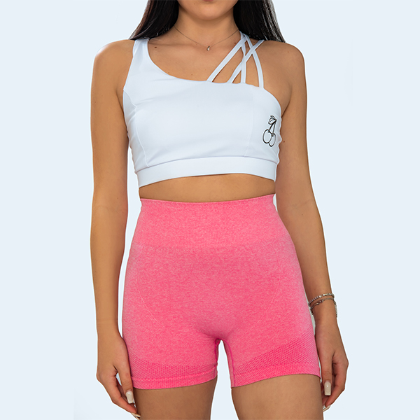 Pink shorts with high waist and push-up effect - Image 2