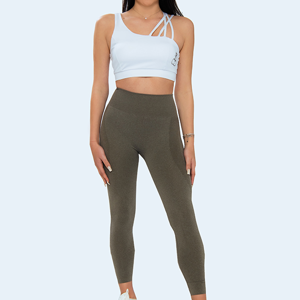 Grey leggings with high waist and shaping effect - Image 2